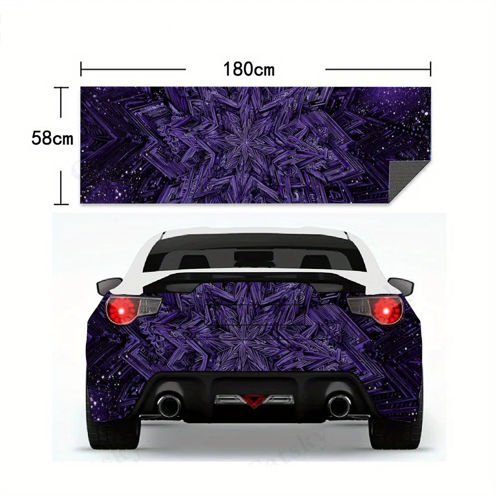 رمز أرجواني غامض في السماء المرصعة بالنجوم، ملصق فينيل لخلف السيارة، ملصقات فينيل ذاتية اللصق مقاومة للماء لذيل السيارة وB