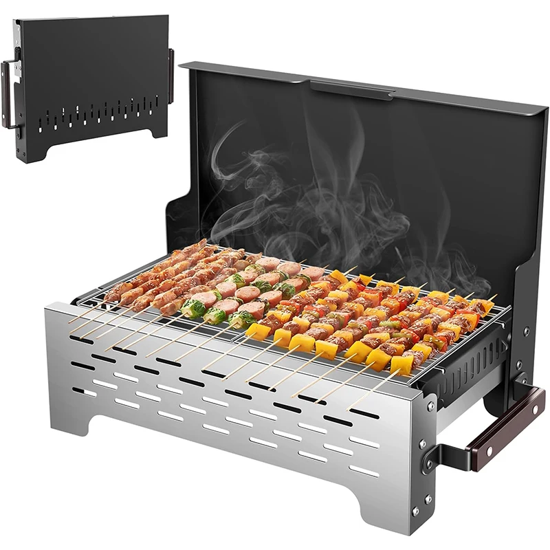 

Picnic Grill Folding Portable Charcoal Grills 4-8 Person Family Garden Grill Rotisserie Stove Outdoor Kitchen Barbecue Grills