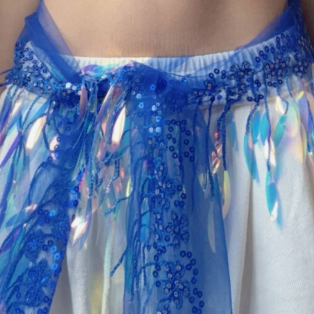 الجينز ديكور الجاز الرقص وشاح الورك الهيب هوب قميص موسع شرابات حزام Y2K الثلاثي وشاح الترتر حزام الخصر اكسسوارات