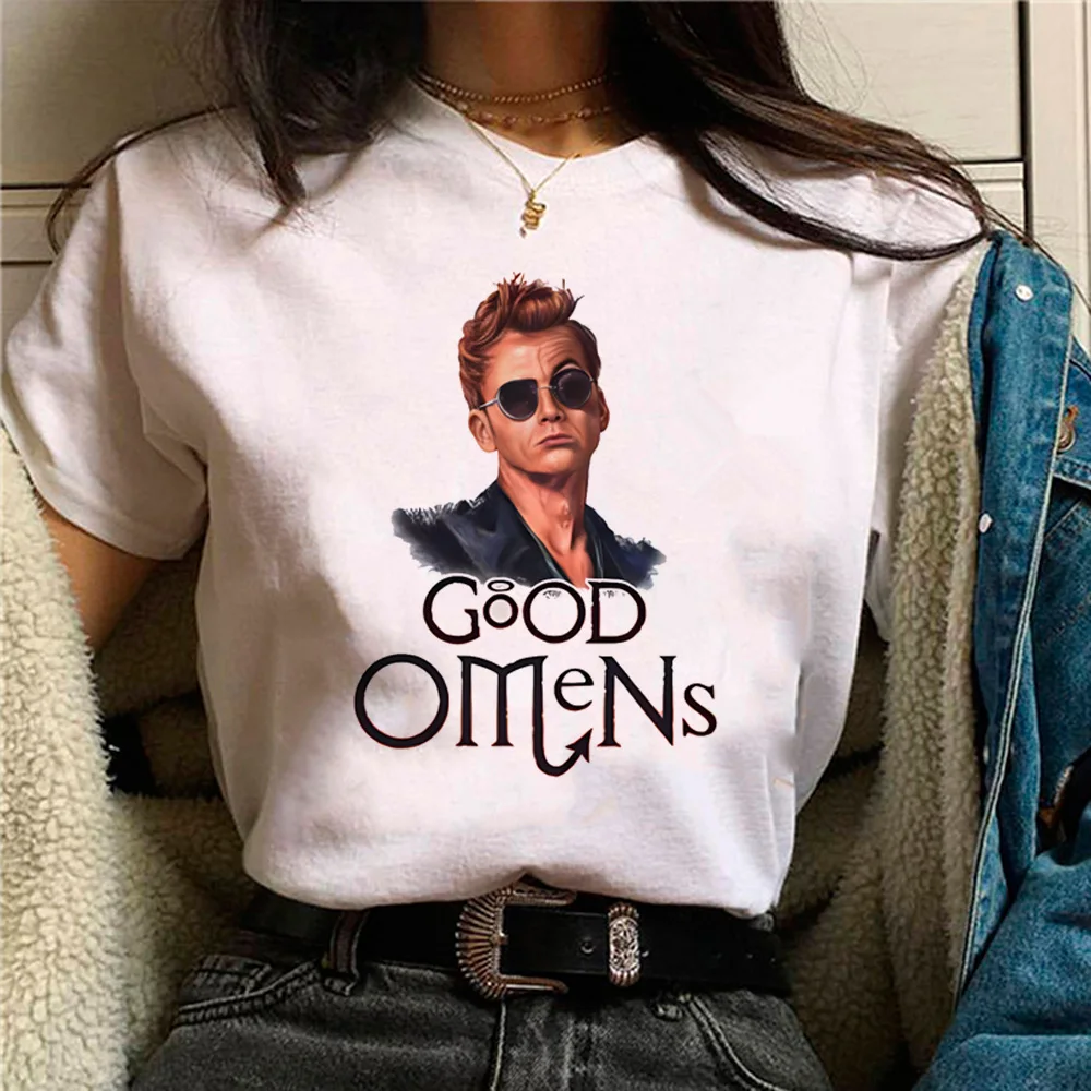 Good Omens t shirt women harajuku Tee girl manga Japanese y2k clothes