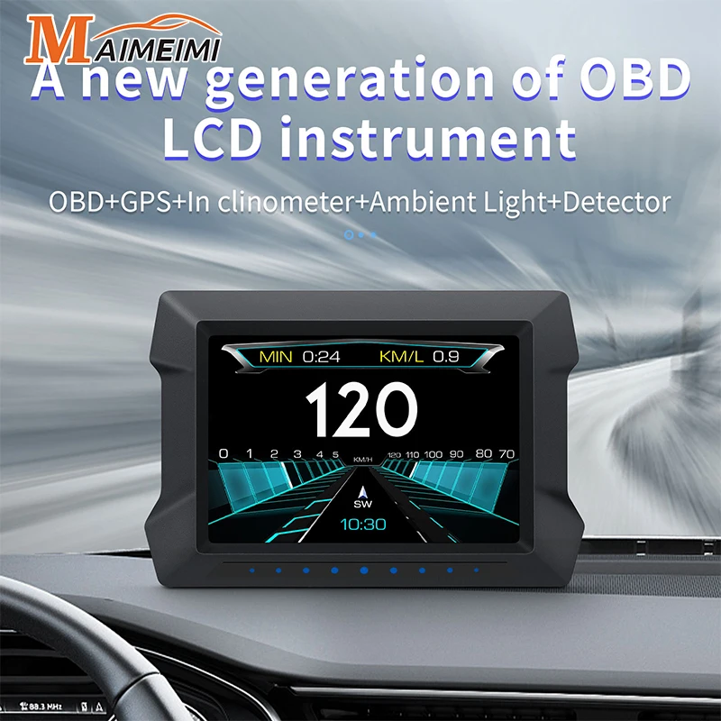 P22 OBD+GPS+In clinometer+Ambient Light+Detector Car OBD GPS Head Up Display Smart Digital Speedometer Oil Water Temp RPM Fuel