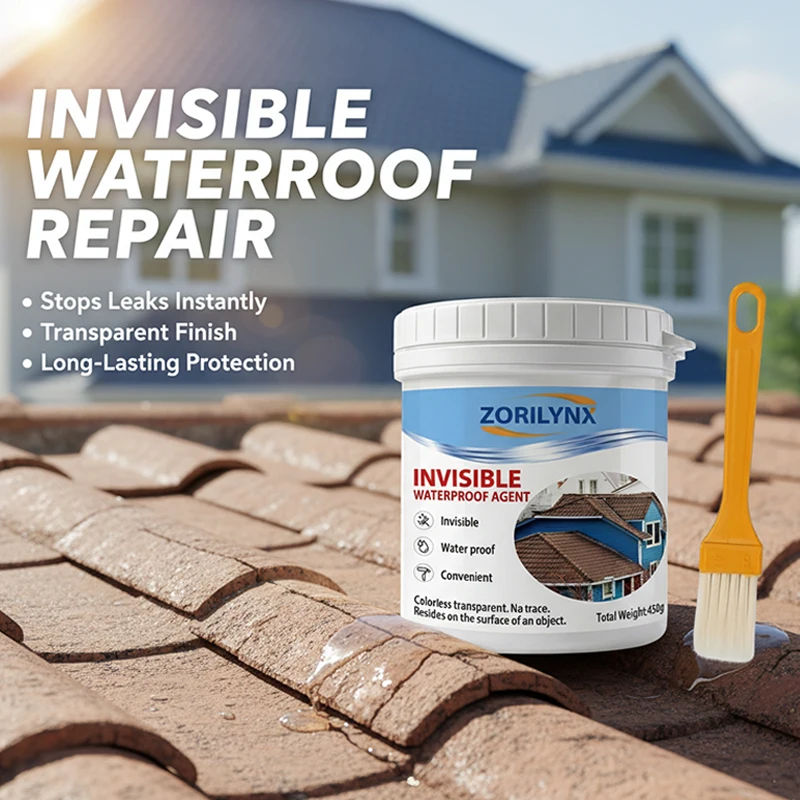 Invisible Waterproof Agent Anti-Leakage Sealant Spray Traps Leak Repair Glue for Roof Bathroom Wall ZORILYNX 450g with Brush