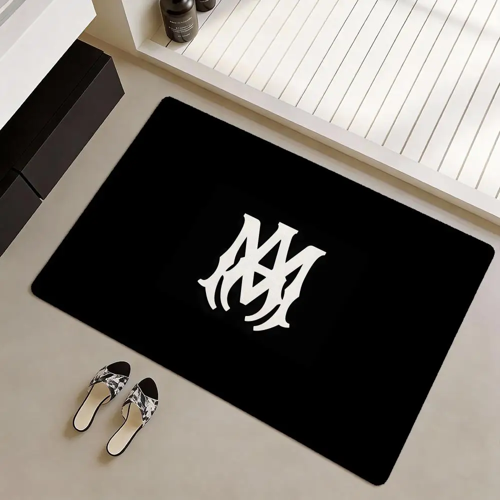 Alfombra de suelo con logotipo de la marca a-amiri, alfombra antideslizante de franela suave, alfombra gruesa para decoración del hogar y la sala de estar