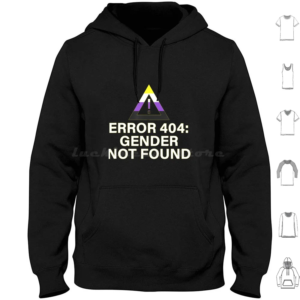 Error 404 Gender Not Found Agender Non Binary Pride Hoodies Long Sleeve Error 404 Gender Not Found Agender Non Binary