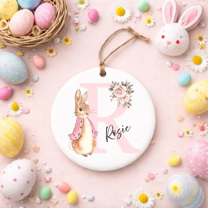 Personalised name Easter Kids Decoration Bunny Alphabet Designs Durable for Egg Hunt Party Home Decor Toddler Holiday gift