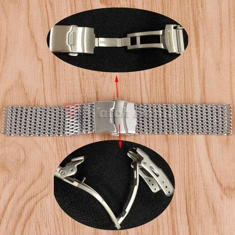 4.0mm Mesh Shark Adjustable Bracelet Diving Milanese Luxury Strap Replacement Solid Stainless Steel Watchband