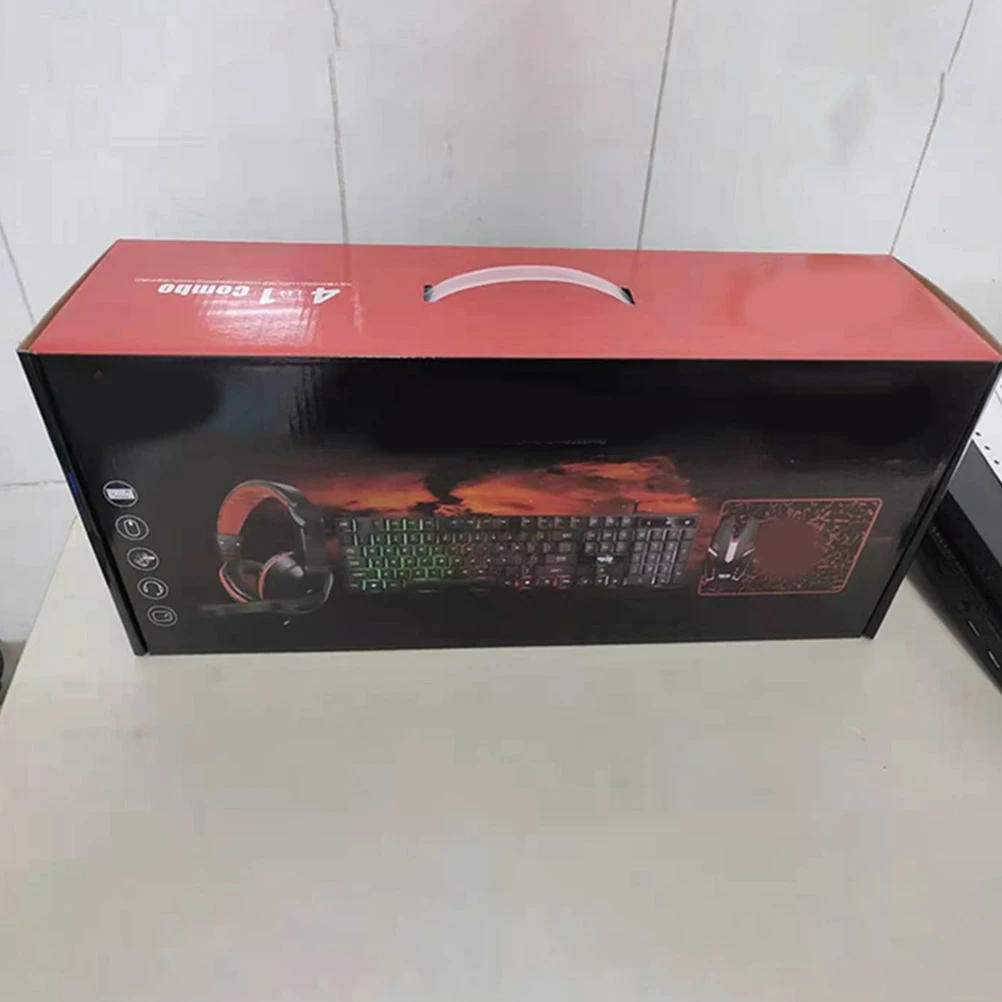 

1 set RGB Backlit Wired Keyboard Mouse Headset Ergonomic Computer Accessories USB Combo Set Gaming Office Use 20M Clicks