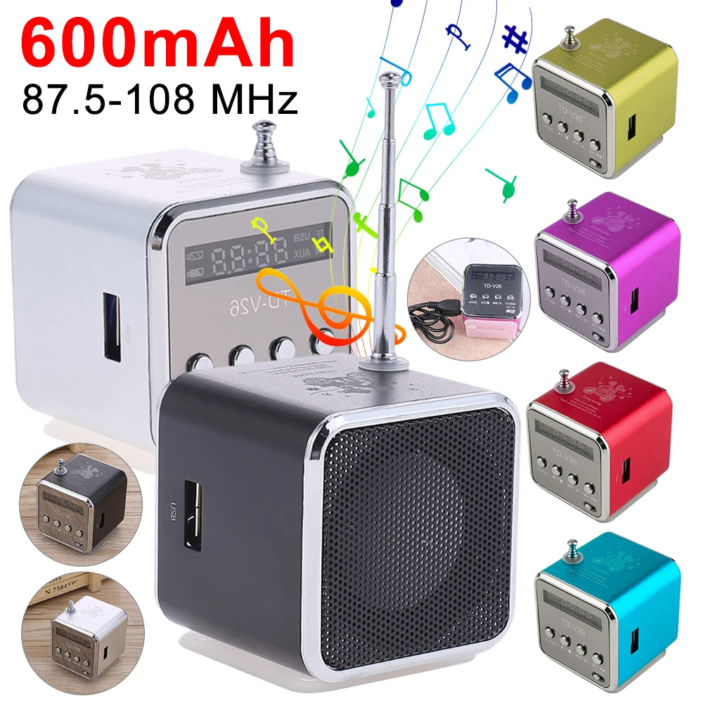 Mini Portable Radio FM Digital Radio Rechargeable Radio Am Fm Receiver Bluetooth Support SD/TF Card for Computer Cell Phone MP3