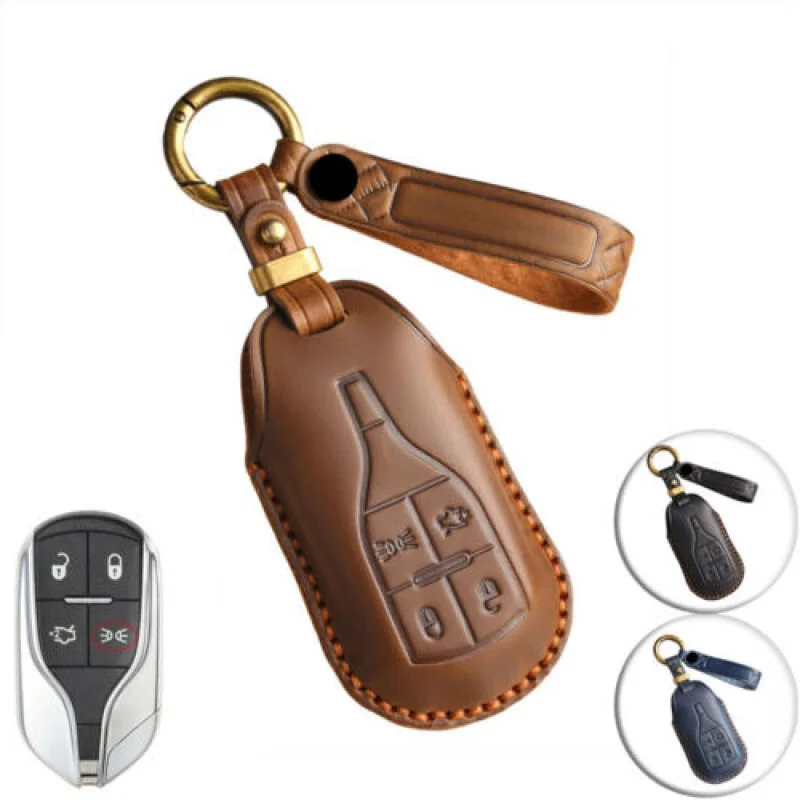 

A+ Genuine Leather Car Key Fob Cover Case For Maserati Quattroporte Ghibli Levante