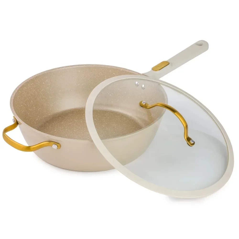 

#For Cooking Pot 5 QT Nonstick Saute Pan Cast Iron PotCaste Iron Cookware Dutch Oven Saucepan Tableware Kitchen Dining&