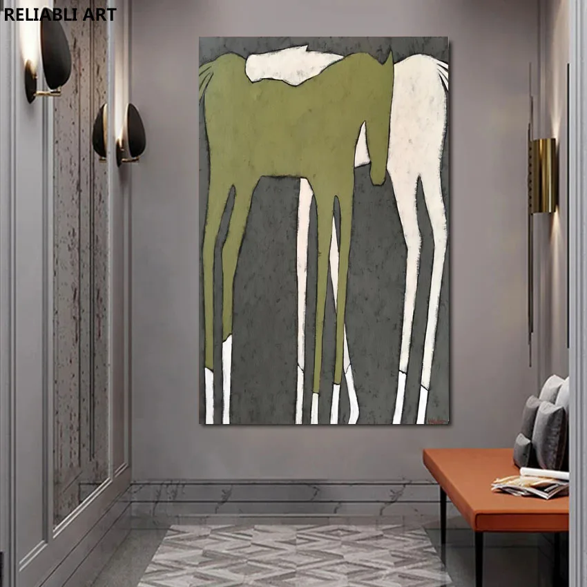 Abstract Black And White Horse On Canvas,Posters,Modern Print Animal Picture,  Frameless Artwork, Home Decor Painting Cuadros
