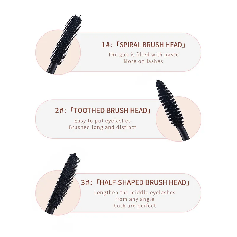 24Pcs Shedoes 3 Brush Head Lengthening Thickening Softer Fuller Lashes Extensions Long-Lasting Smudge-Proof Eyelash Mascara