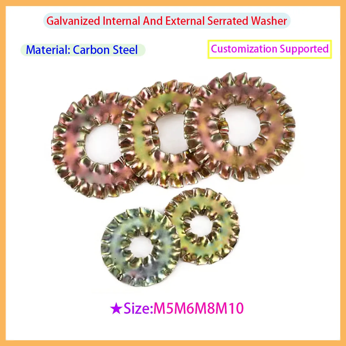 

Zinc Plated Carbon Steel Internal & External Serrated Lock Washers - Anti-Vibration Anti-Retreat Anti-Slip Gaskets M5M6M8M10