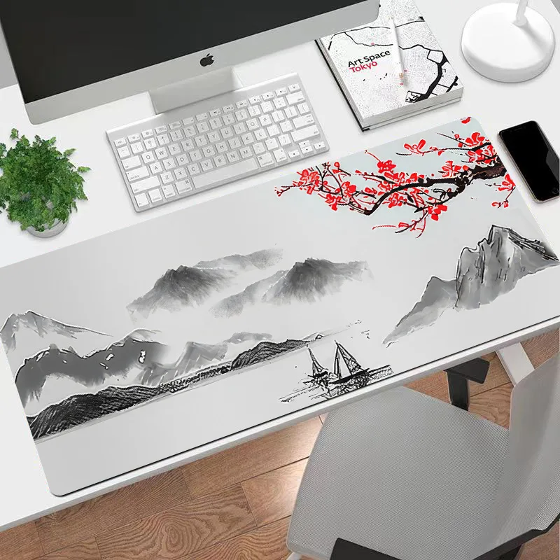 汚れに強いゴム製のマウスパッド,大きなマウスパッド,山,太陽,プラム,桜,中国のシックなスタイル