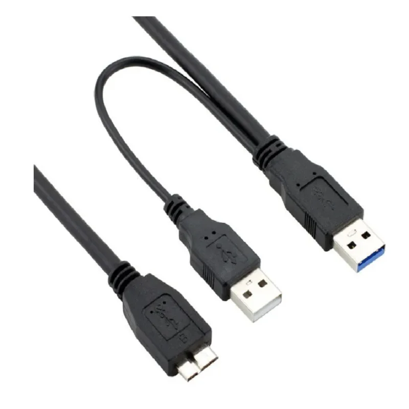 0.5m 1m USB 3.0 To Micro Y Cable with Extra USB Power Cable USB3.0 Male To Micro Data Cord Adapter Cable For HDD Hard Drive