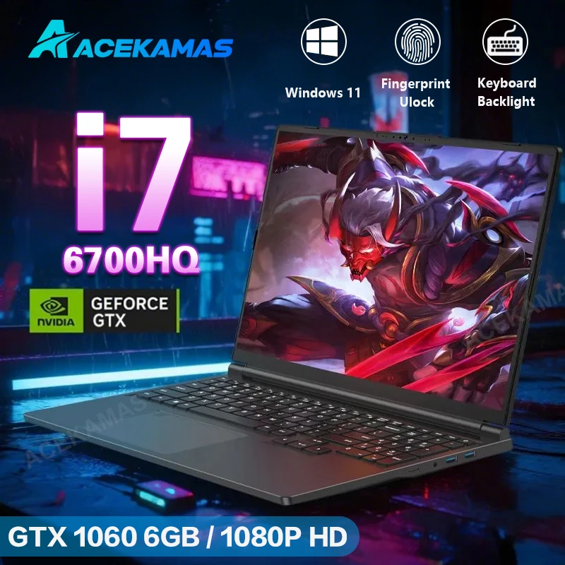 كمبيوتر محمول للألعاب مقاس 16 بوصة Intel Core i7-6700HQ GTX 1060 Windows 11 Pro ألعاب الكمبيوتر المحمول 16 جيجابايت DDR4 1 تيرا بايت SSD IPS 1920*1200 كمبيوتر محمول