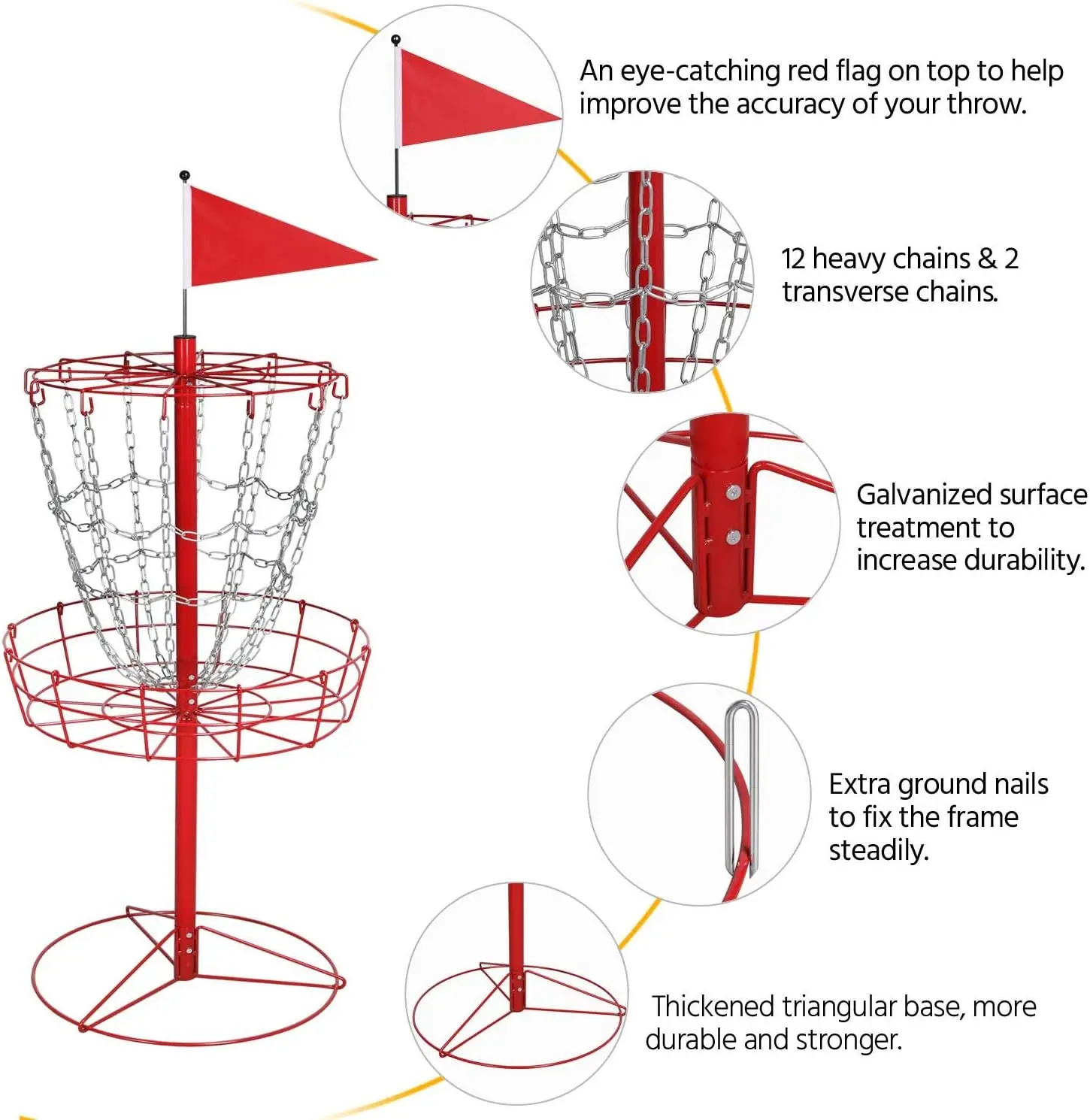 Yaheetech przenośny dysk koszyk golfowy tarcza docelowa sport 12-łańcuch tarcza do ćwiczeń tarcza golfowa tarcza ze stalowymi otworami bramki golfowe łapacz Ind