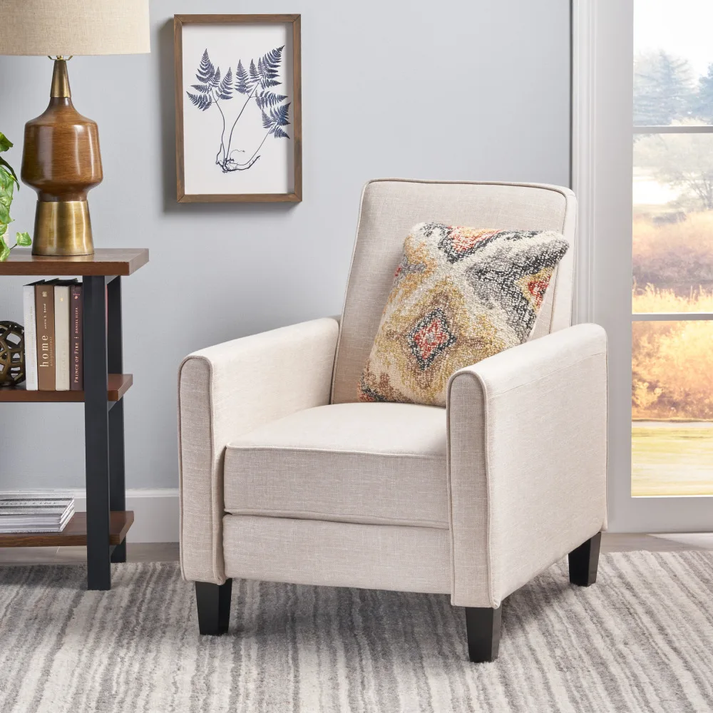 Light Beige Linen Push Back Chair for Elegant Home Décor