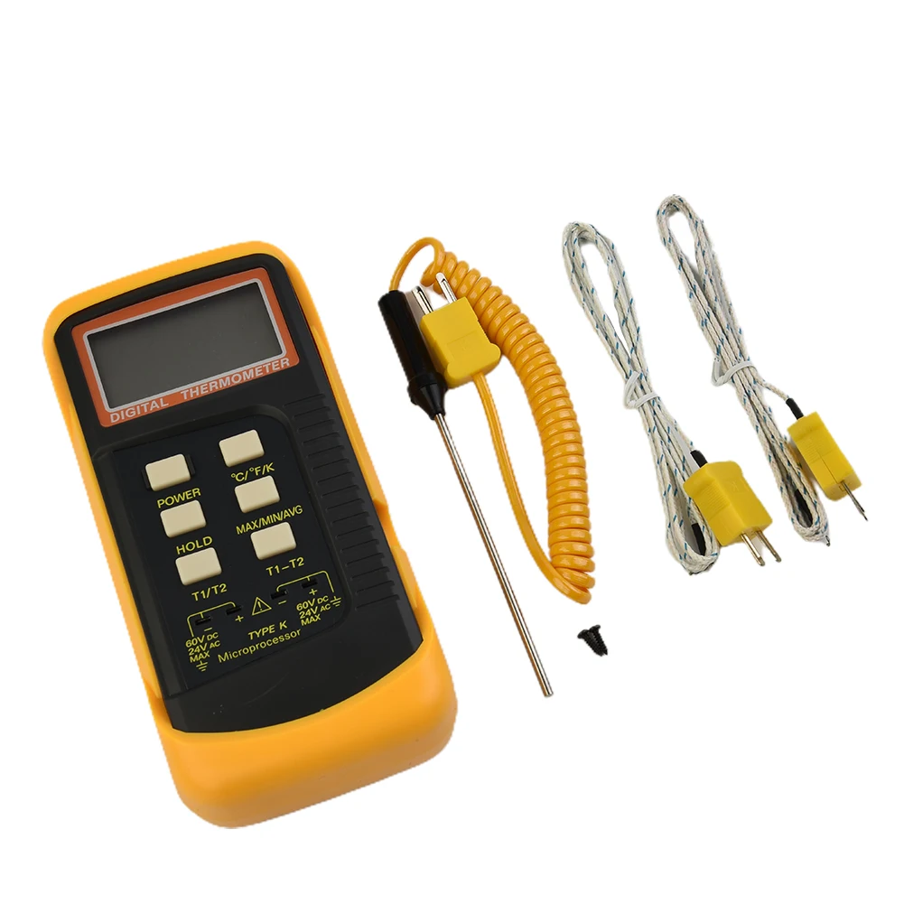 

Digital Thermometer Thermocouple 2 Sensors Measurement Orange/dark Gray Test Meters -50°C To 1300°C 1 Meter Cable Length