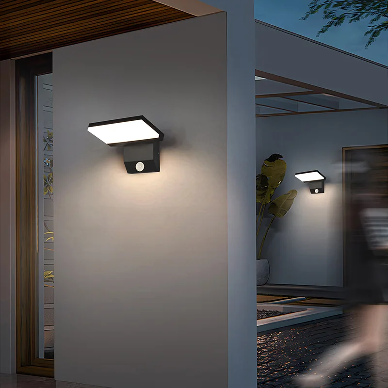 

Waterproof LED automatic on/off wall light IP65 balcony adjustable angle motion sensor outdoor garden fence garage lighting
