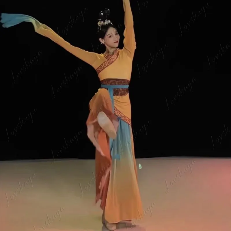 

Костюм для танцевального выступления в древнем стиле, тренировочный костюм с водяными рукавами, классический танцевальный костюм для женщин, китайская одежда