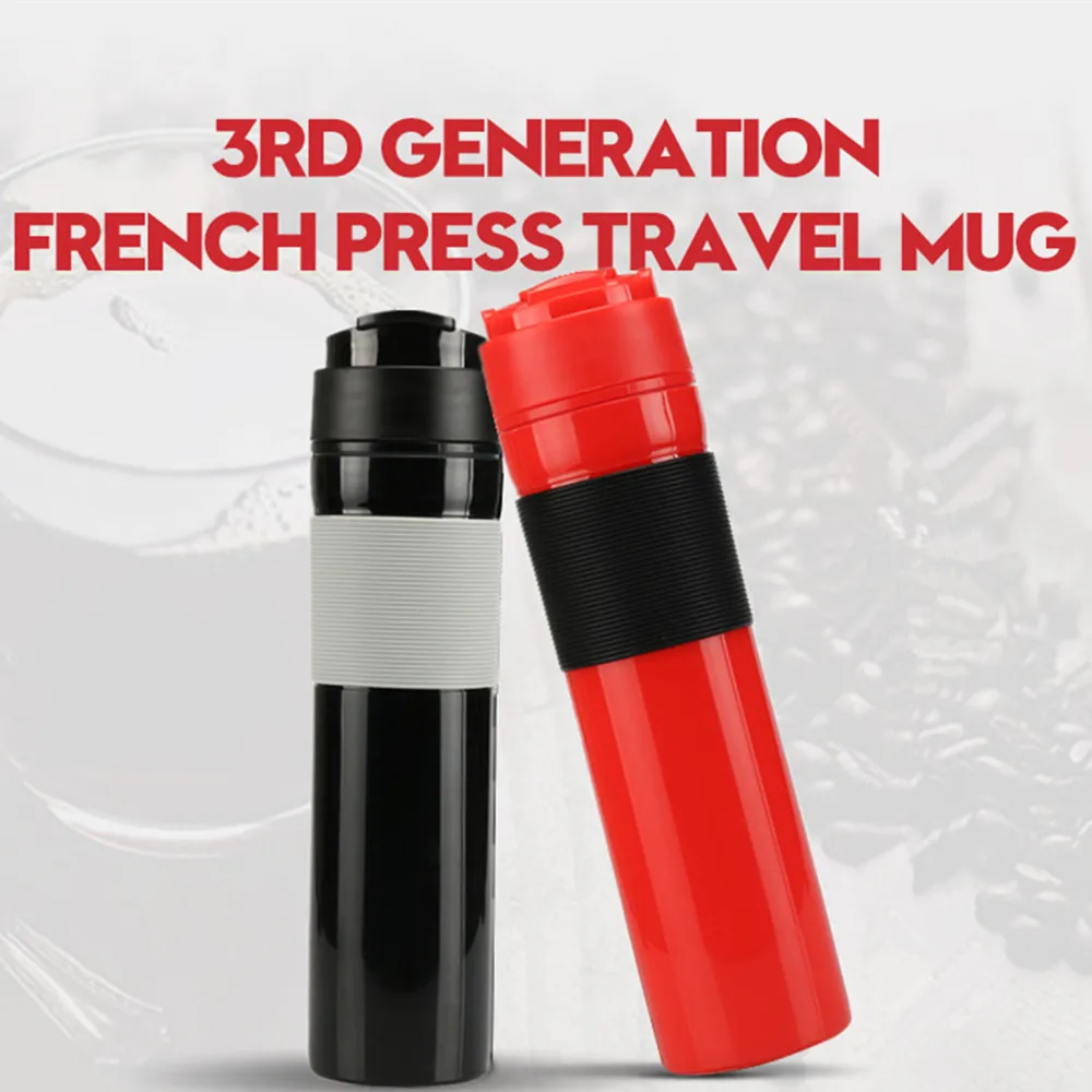 RECAFIMIL Portable French Press Pot Car Travel Coffee Maker Cup For Coffee/Tea Food Grade Material Coffee Mug Black/Red