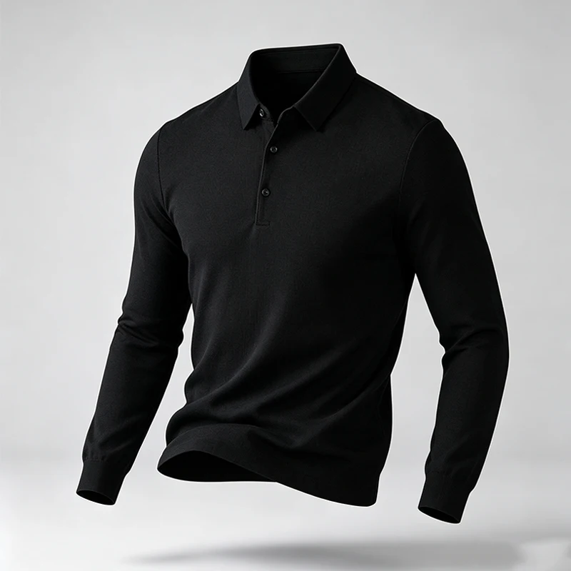 Herren-Poloshirt mit klassischem Kragen, langen Ärmeln und Knopfleiste, ideal für Urlaub, kurze Ausflüge und verschiedene Freizeitaktivitäten. – Detail 13