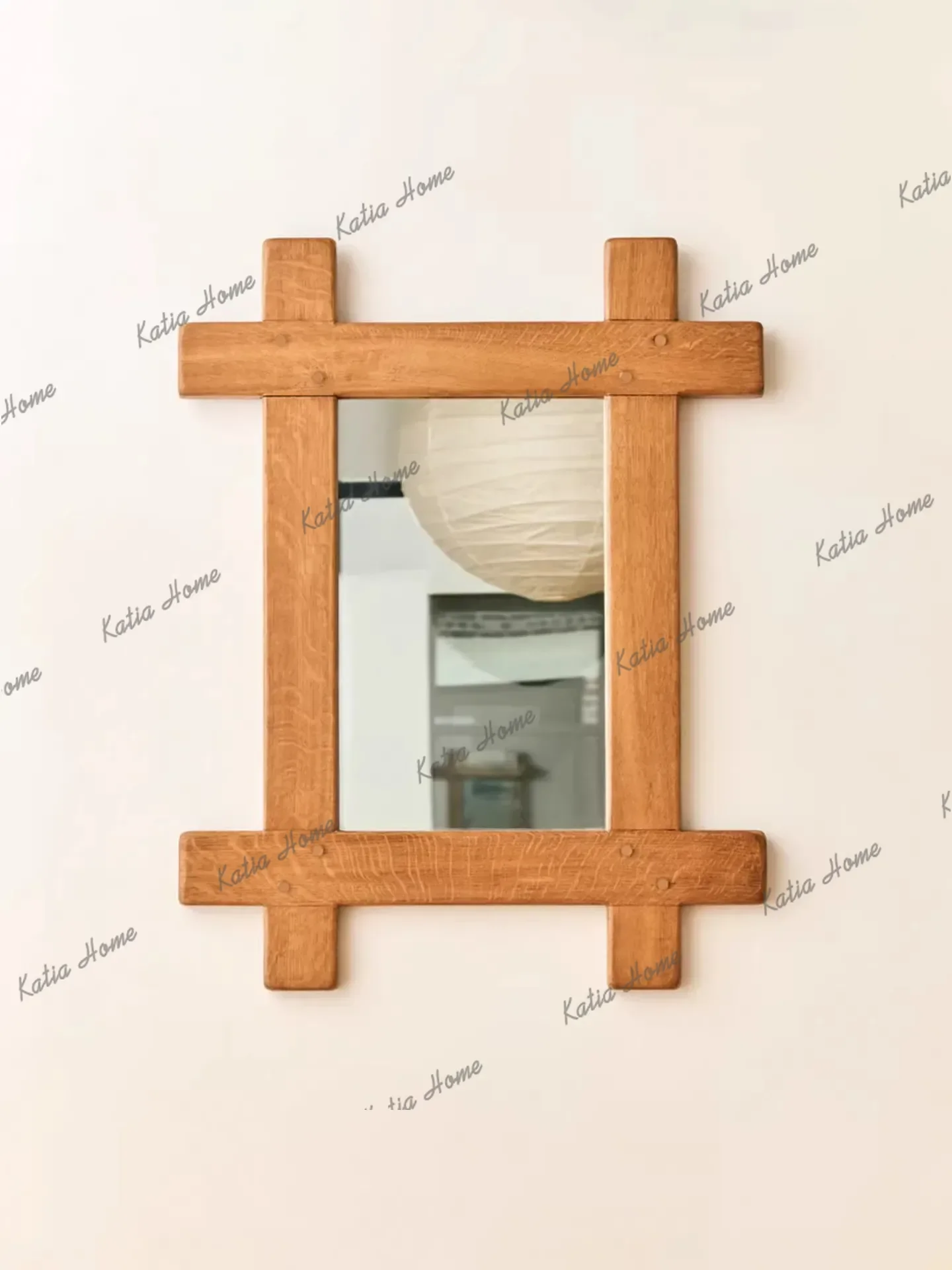 French Style Retro Hanging Dressing Mirror Solid Wood Framework Creativity Wall Hanging Makeup Mirror Bedroom Decorative Mirror