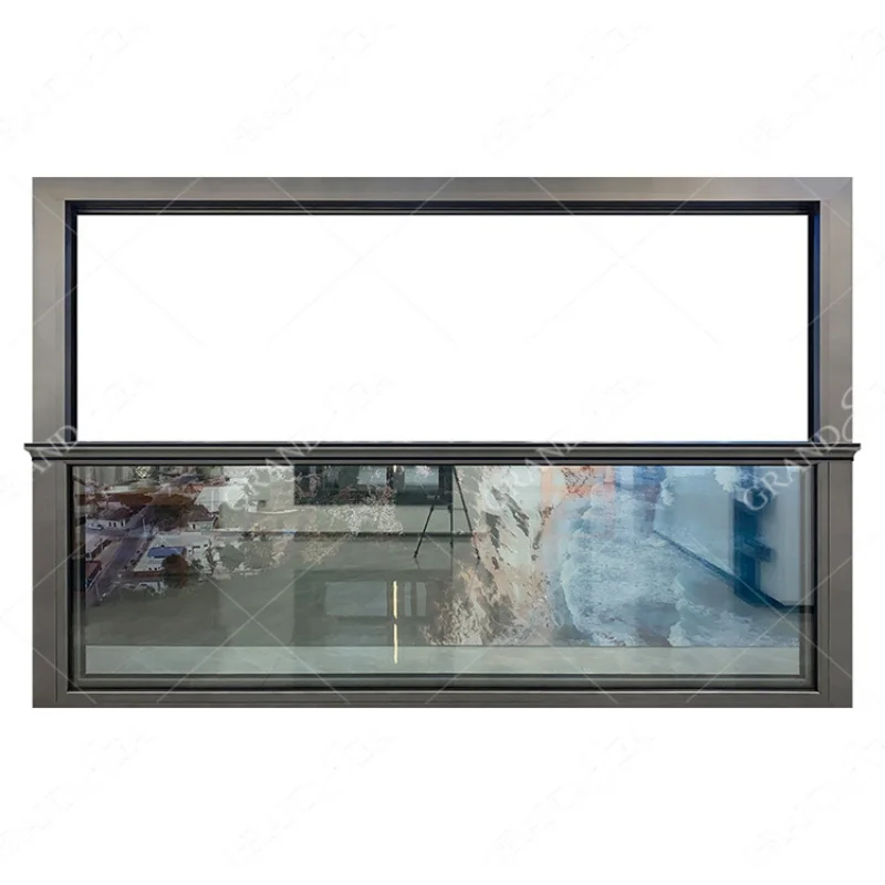 Custom. aluminum window large size double glass aluminum frame single hung automatic vertical slide lift up window