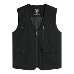 Summer Men's Lightweight Vests Outdoor Leisure Work Safari Fishing Travel Photo Hiking Waistcoats Mens Breathable Work Vests 8XL