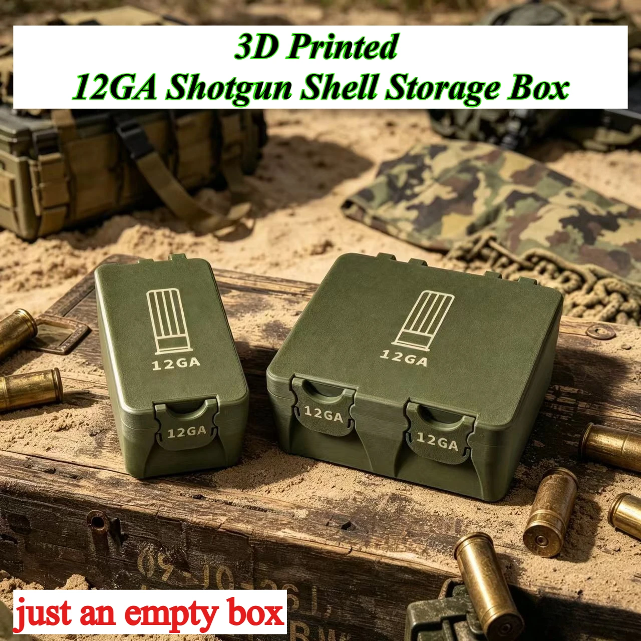 2.75/3/3.5 Inches 3D Printed 12GA Shotgun Shell Storage Box，12 Gauge Just An Empty Box