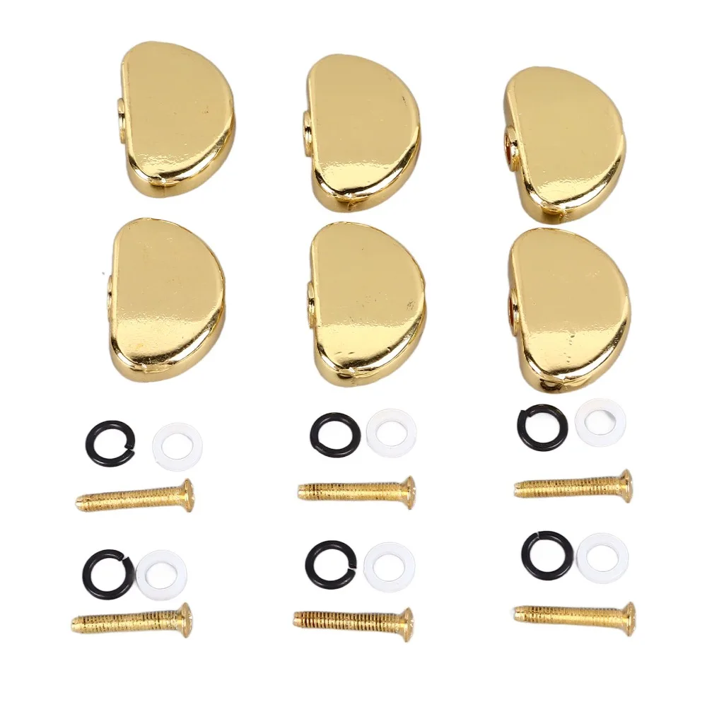 6PCS Durable Metal Guitar Tuning Peg Golden/Black Big Semicircle Guitar Tuning Key Guitar Accessories Guitar