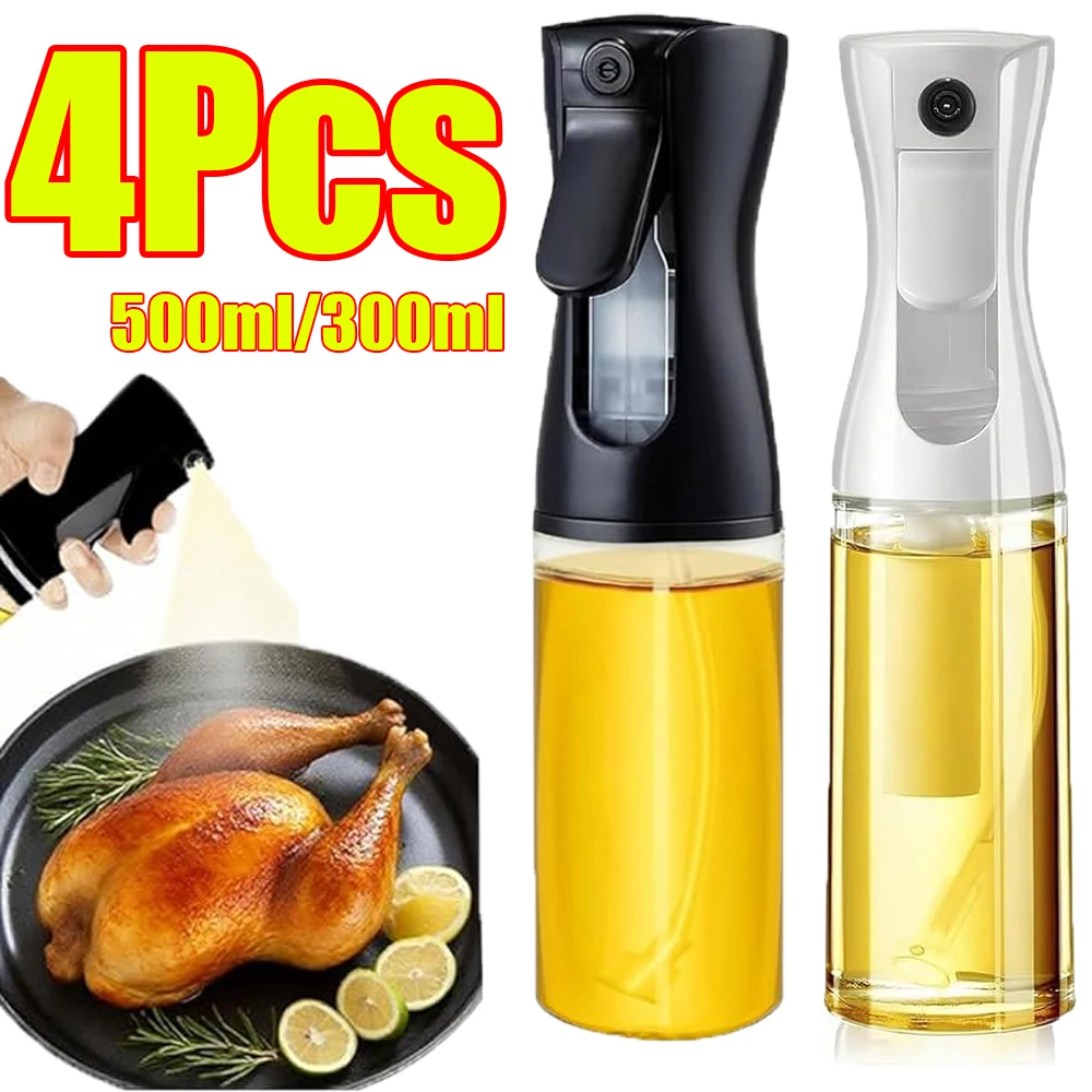 1-4Pcs Olive Oil Sprayer for Cooking 500ml/300ml Oil Spray Bottle Camping Baking Empty Vinegar Soy Sauce Sprayer Containers