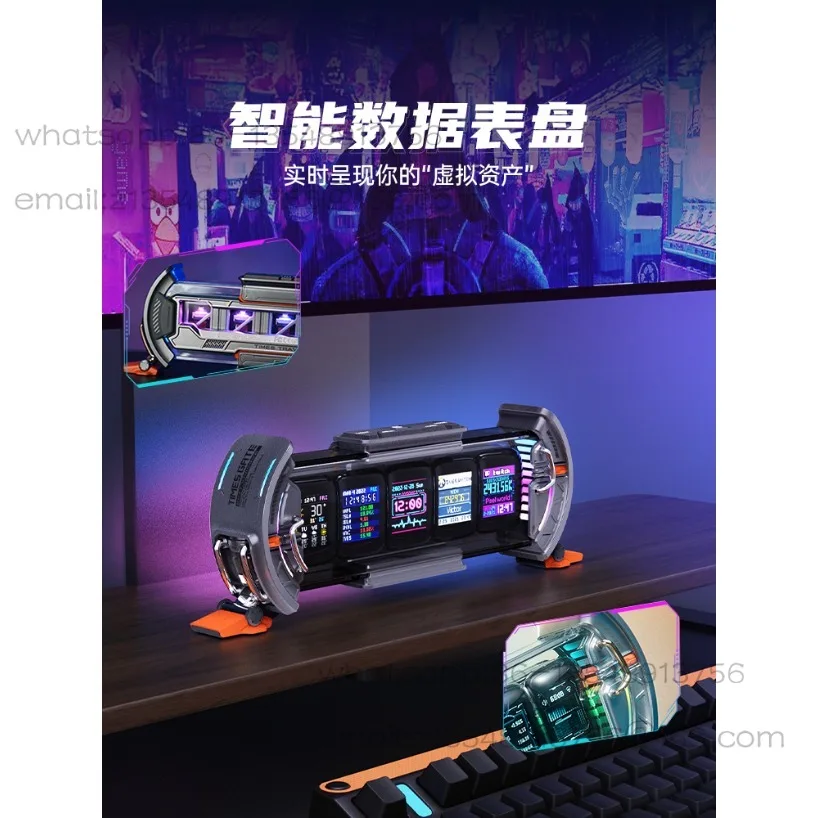 Any screen glow tube clock e-sports desktop ornament creative gift