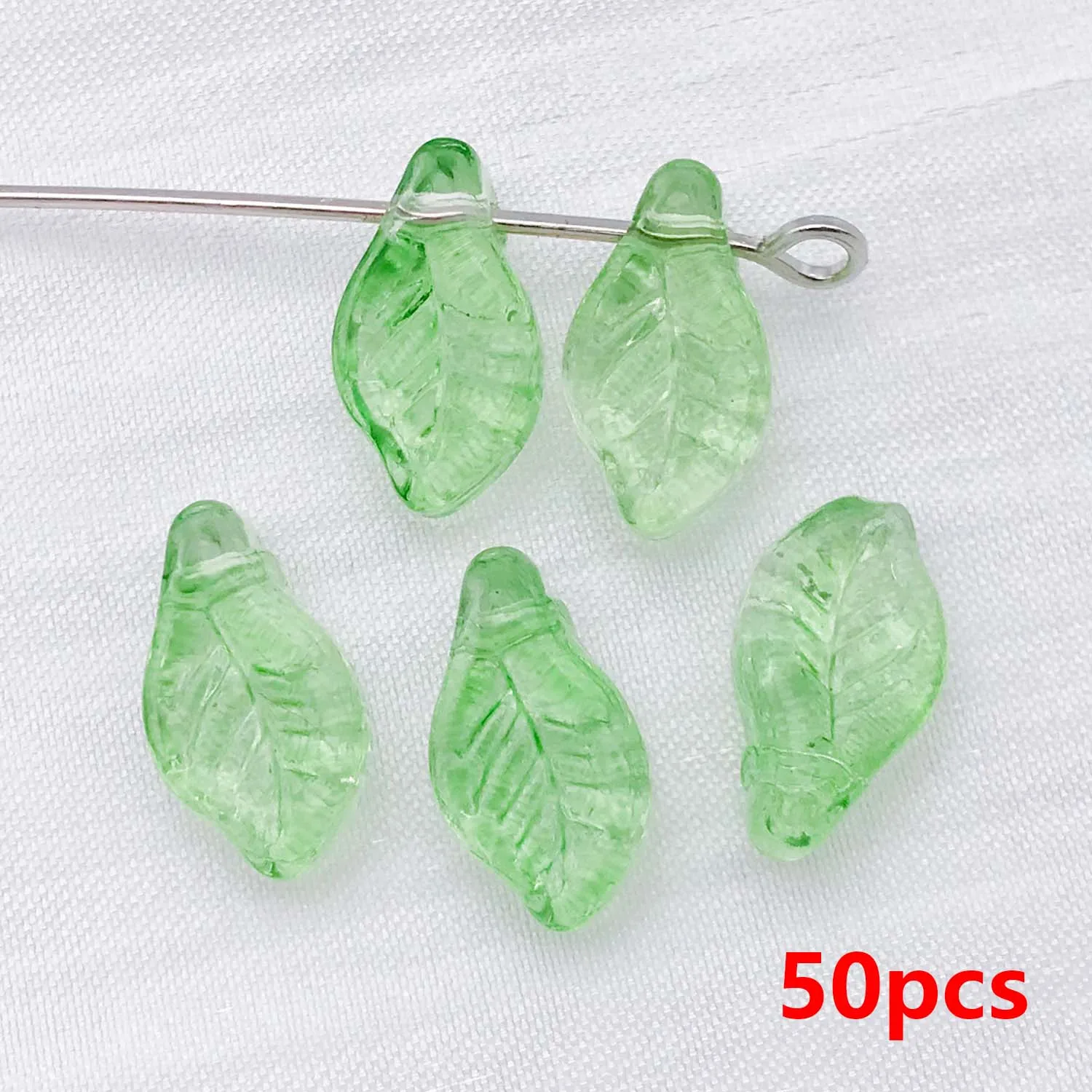 50 stuks 7*12mm Kleurrijke Glazen Blad Spacer Kralen, Losse Kralen voor DIY Armbanden Kettingen Oorbellen Sieraden Maken Accessoires