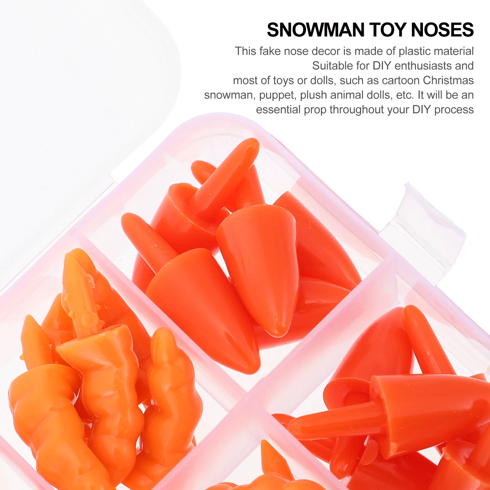 

160pcs Snowman Nose Diy Materials Box Mini Winter Craft Plastic For Kids Party Decorations Christmas Snowman Making Supplies