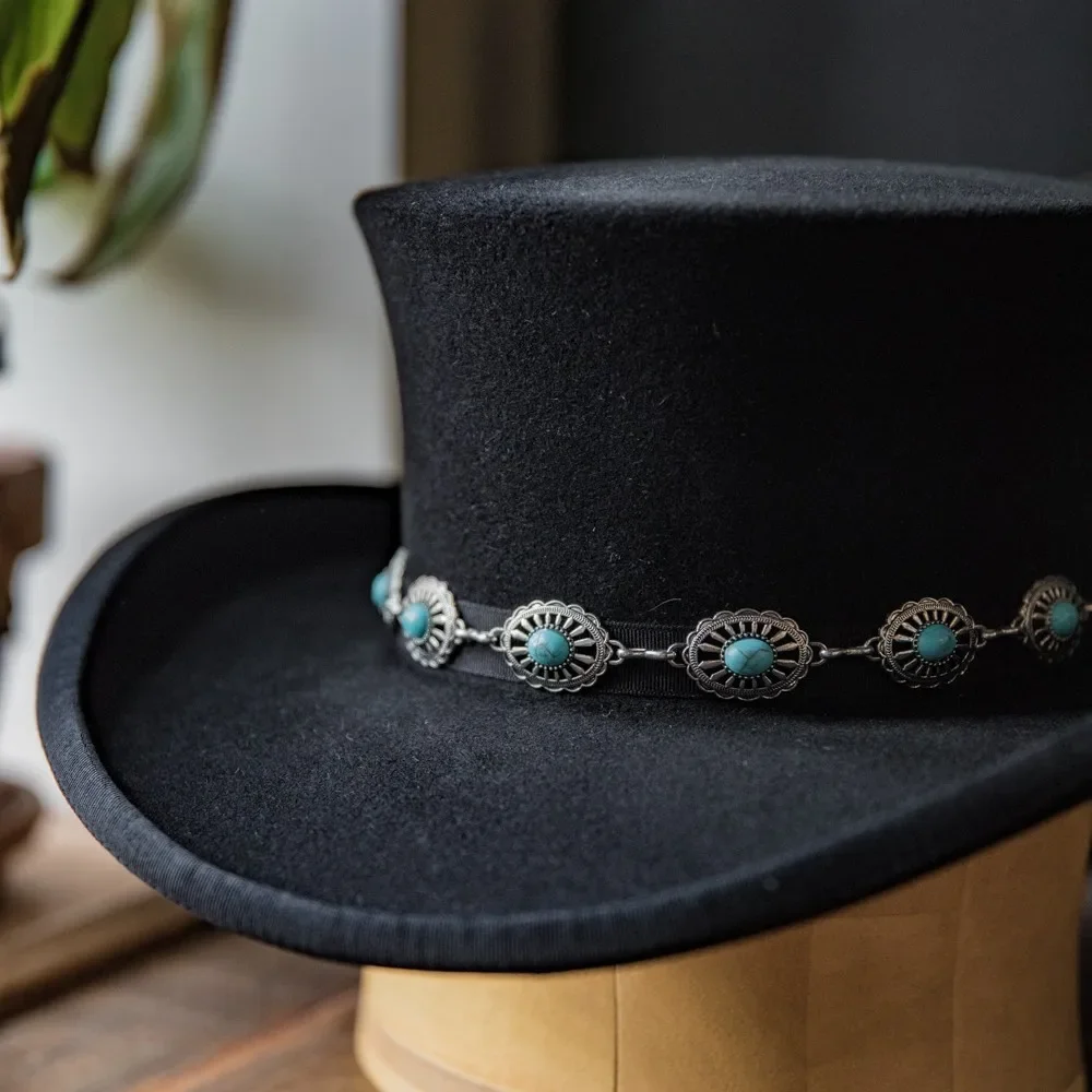 

Men's and Women's Casual Western Cowboy Hat Outdoor Sunscreen Sun Hat with Wool Jazz Cap Elegant Bowler Hat