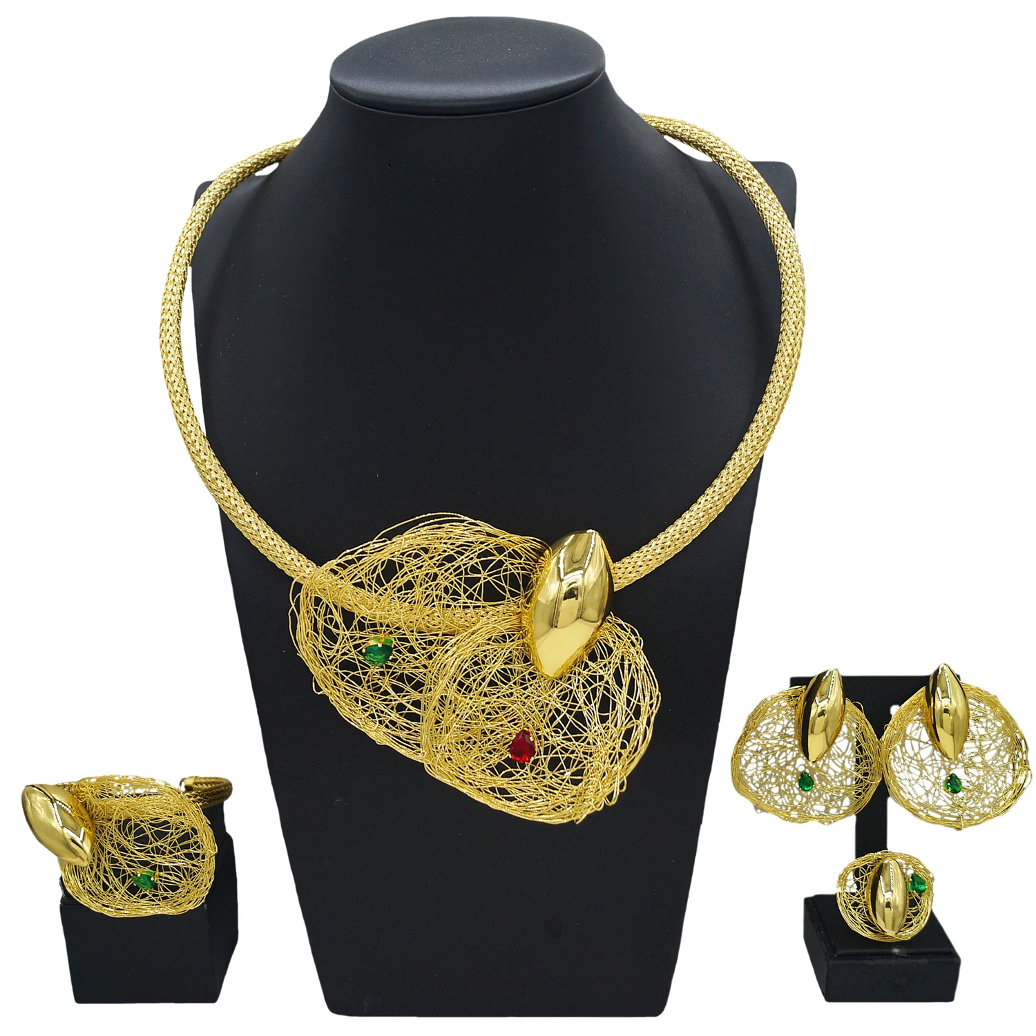 

Yulaili new Dubai Engagement Jewelry set Trend Fashion Designer Gold jewelry Nigeria sweet wedding bridesmaid accompaniment