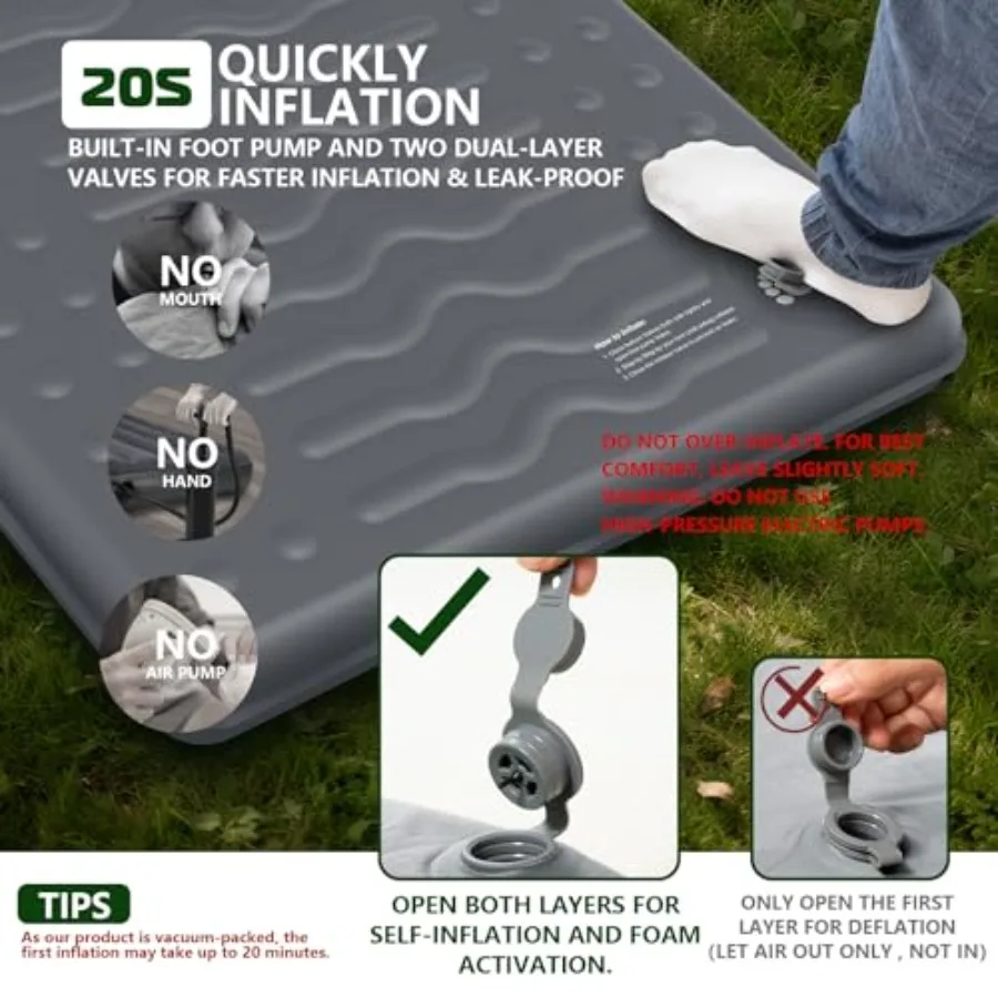 وسادة نوم رغوية معزولة سميكة 3 بوصة مع وسادة لحقيبة الظهر والمشي لمسافات طويلة 9.5 قيمة مرتبة للتخييم للسيارة