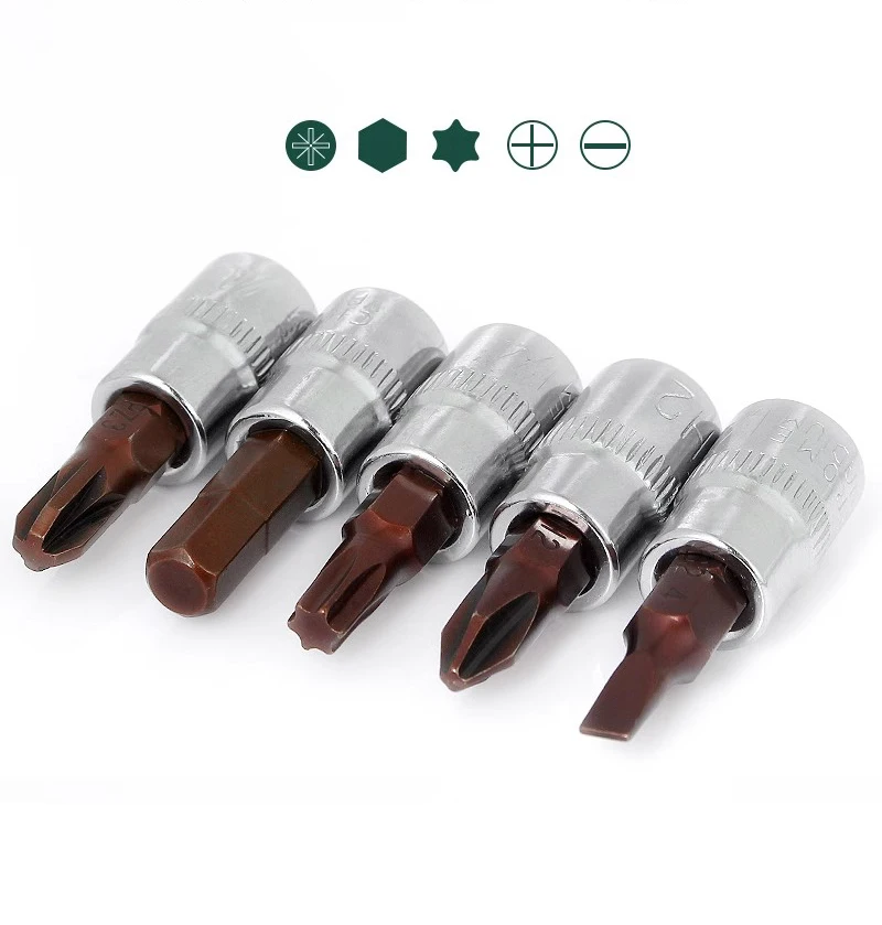 Torx Screwdriver Bits 1/4 Inch Drive Socket Hand Tools T8 T10 T15 T20 T25 T27 T30 T40 T45 T50 PH1 PZ1 H5 H6 H8