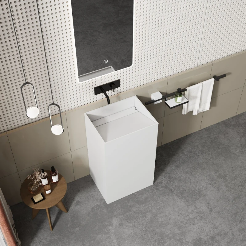 

Simple integrated artificial stone wash basin column basin