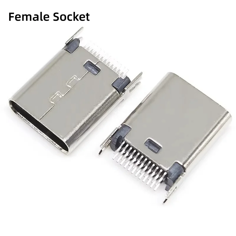 10pcs TYPE C 24 Pin Female Male Socket Connector Clamp Plate Type Bidirectional Charging Port Plug Socket Power USB TYPE-C 24P