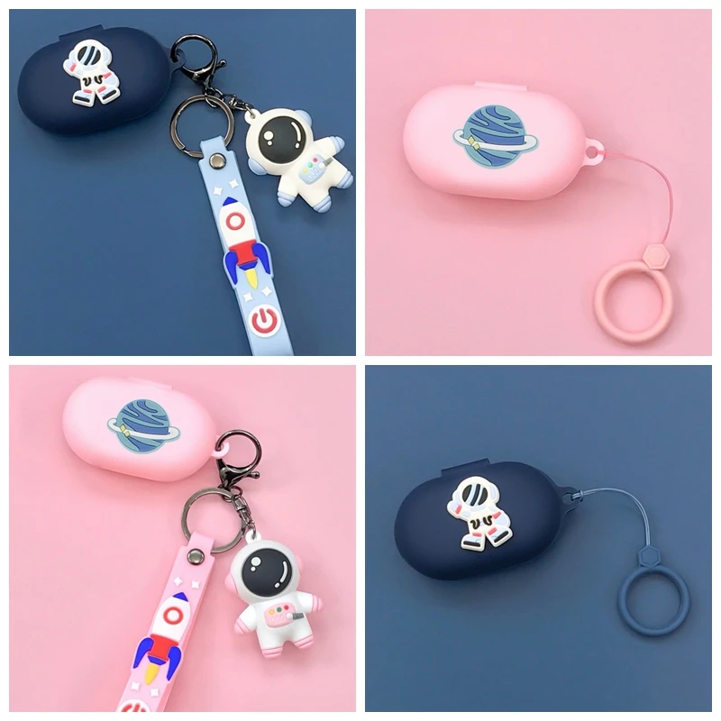 สำหรับ Realme Buds Q2S/Buds Q2/Buds Air 2 Neo การ์ตูนนักบินอวกาศหูฟังซิลิโคนกับจี้กล่องอุปกรณ์เสริม