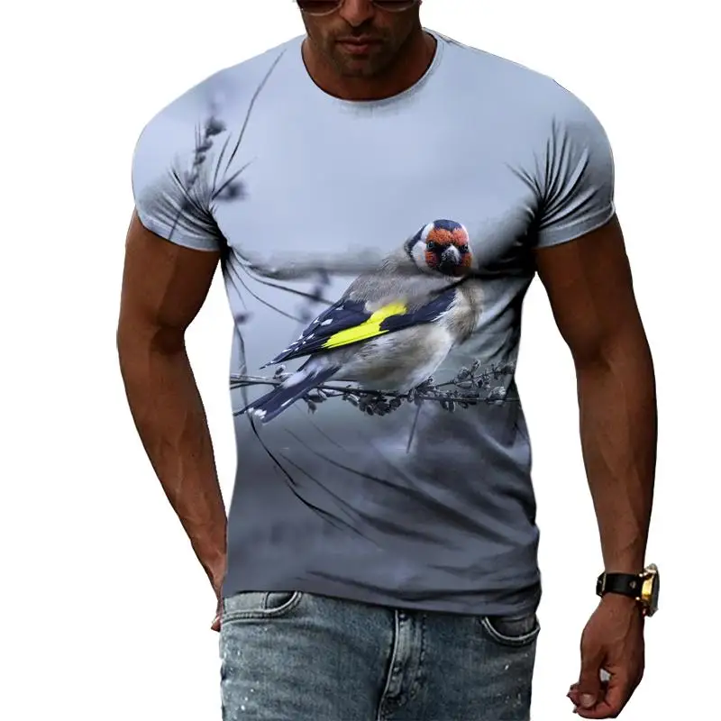 Goldfinch-camisetas con estampado 3D de pájaro divertido para hombre, pantalón corto informal de manga, camisetas de gran tamaño, camisetas Harajuku Y2k, ropa para hombre