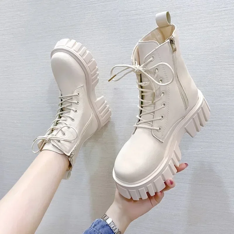 

Women's Boots Fashionable Mid Calf Boots PU Leather Casual Womens Shoes Non-Slip Platform Boots for Women Ankle Boot Botas Mujer