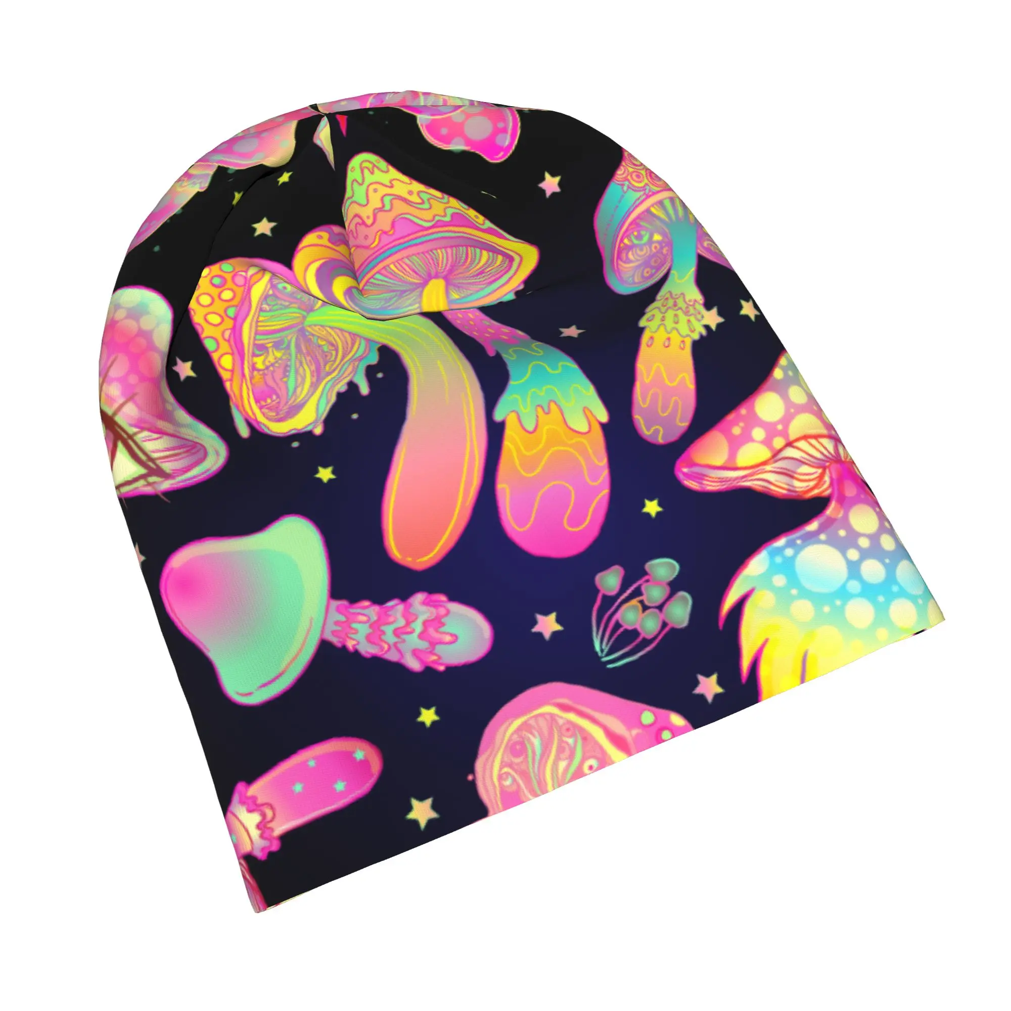 Magic Mushrooms Psychedelic Bonnet Hats Vintage Outdoor Skullies Beanies Hat Hippie Boho for Men Women Warm Dual-use Caps