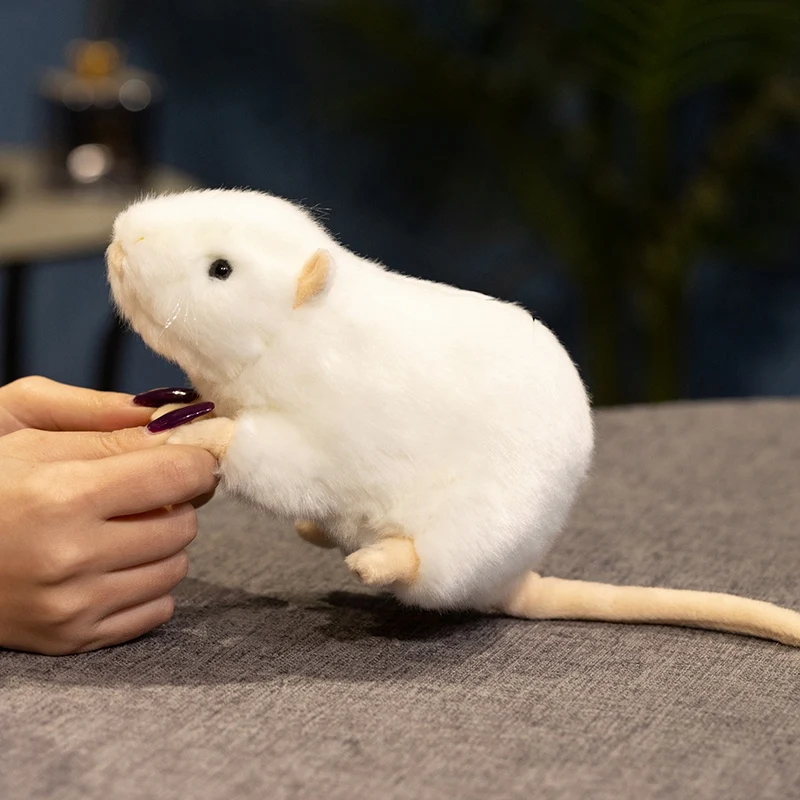 Juguetes de peluche de ratas blancas extra suaves y realistas, ratones de peluche, animales de granja, regalos de ratones de juguete, juguetes educativos para niños