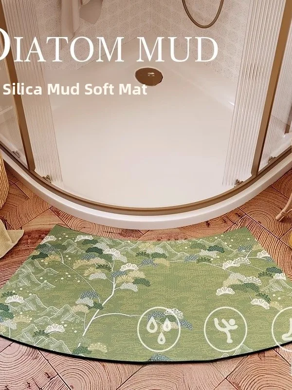 

American Sle Batoom Mat New Chinese Sle Silicon Dendroid Water Absorbent Toilet Mat ower Room Qui Dry Fan aped Pad