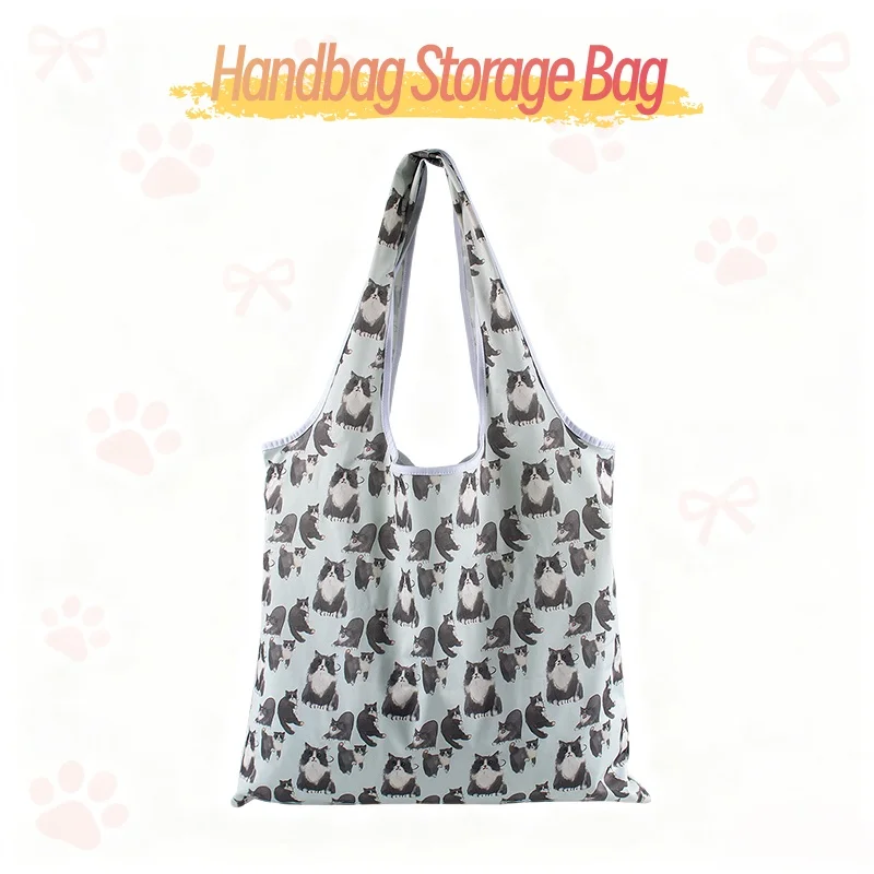 

45x40CM Large Foldable Waterproof Shopping Bag - Reusable Double Pocket Tote, Machine Washable, Perfect for Groceries Travel