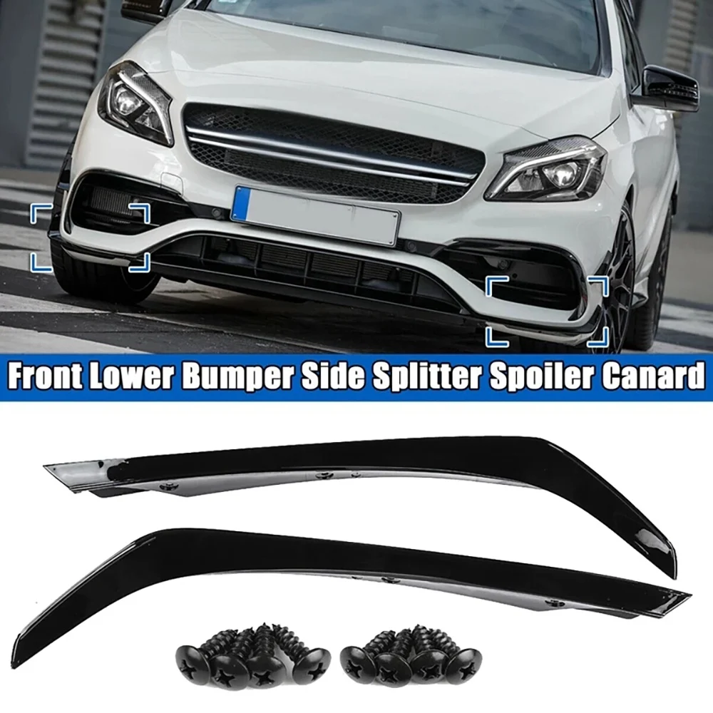 4PCS Front Bumper Side Fog Light Splitter Spoiler for a Class W176 A180 A200 A220 A250 A45